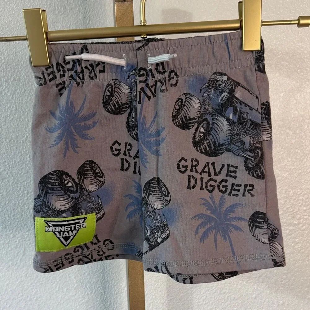 Gray grave digger Shorts for toddler- 18M
